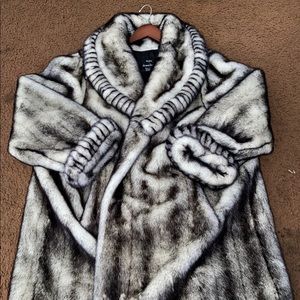 White and Black Dennis Basso Fur Coat